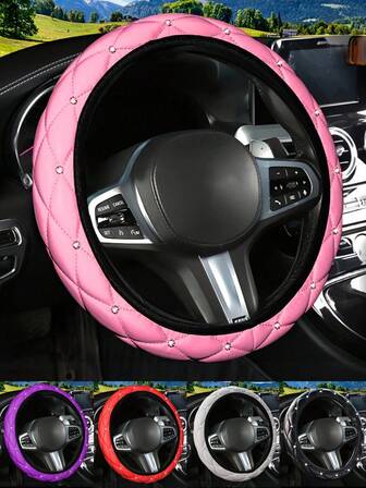 1pc PU Leather Crown Shaped Steering Wheel Cover, Fits 14.5-15 Inch Steering Wheel, Universal Car Accessory, Breathable Anti-Slip, Warm In Winter Cool In Summer, Durable, Women Interior Decor - No Inner Ring, Easy Installation, Fits Multiple Car Models