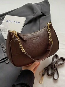 『US-Based Shipping』New Fashion Classic Wild Letter Pattern Decoration Design Solid Color Pu Waterproof Fabric Shoulder Bag Crescent Bag Underarm Bag Suitable For Shopping, Can Be Slung. With Cherry Pendant Decoration, Summer Crescent Bag, Seaside Holiday, School Season, Ladies Purse.Backpacks, Handbags, Ladies' Handbags, Ladies' Wallets, Ladies' Handbags, Ladies' Work Bags, Ladies' Wallets And Bags, Travel Essentials, Christmas Gifts, Travel Accessories, Gifts For Women, Cosmetic Bags, Personalized Gifts, Elegant Ladies' Wallets, Christmas Wallets, Bridesmaid Gifts, Christmas Gifts For Women - màu nâu - Xem 6