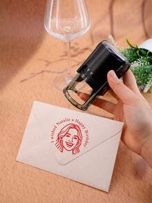 LICVIC Custom Stamps Self Inking, Custom Stamp, Name Stamps Personalized, Customized Photos Stamps, Customizable Text And Picture Cylindrical Stamp, Address Stamp, Custom Logo Stamp, Valentine'S Day Gift, Wedding Stamp, Custom Family/Friends/Personal Photos, Bride And Groom, Parties, Envelopes, Invitation - Style B - View 6