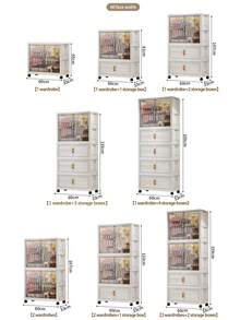1pc Foldable Portable Wardrobe Organizer Rack, Independent Plastic Wardrobe Storage Box, Clothing Cabinet Divider Storage Box, Foldable Portable Design, Bedroom Storage Rack, No Gold Pipe, Vertical Shelf, Decorative Furniture Storage Cabinet - Color Mixing - View 2