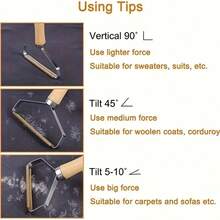 Tragbarer manueller Fusselentferner - Doppelseitiger Stoffrasierer, geeignet für Tierhaar, Kleidung, Sofa und Teppichreinigung, Holzgriff mit Metallrahmen, praktisches Geschenk für Haushalt und Freunde - Verschiedenfarbig - Übersicht 6