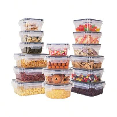 24个透明密封食品保鲜盒，带盖，适合准备餐食、午餐盒，方便野餐和旅行，包含贴纸和笔，适用于冰箱、厨房、户外、聚会、工作午餐
