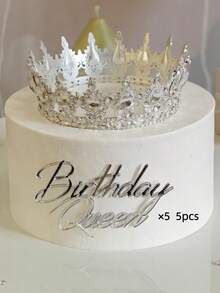 1pc/3pcs 5pcs "Birthday Queen" PMMA Cake Topper, Modern Letter Cake Decoration, Birthday Party Cake Decor Gift, Cake Decoration, Cake Topper Decor, Baking Decor, Baking Supplies, Cake Supplies, Kitchen Essentials, Holiday Gift - Silver - View 8