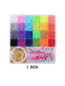 Bohemian Style Polymer Clay Bead Set, Mixed Shapes And Colors, Flat Round Polymer Clay Bead Set, Suitable For Jewelry Making, Friendship Bracelet Making - Polymer Clay Set - View 16