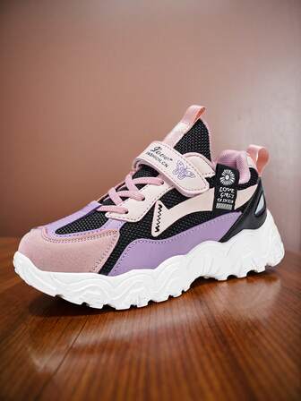 1 Pair Kids Breathable Mesh Sneakers, Fashion Children Sports Shoes, Low-Top, Hook & Loop Closure, Easy On/Off, Versatile Casual Shoes For Girls, Suitable For All Seasons