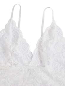 Women's Sexy Satin Lace Lingerie Set – Champagne Nightwear With Robe , Bralette, Shorts & Panty For Romantic Atmosphere - 香檳色 - 查看 7