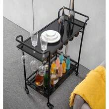 PZW Kitchen Cart 2 Tier Mobile Golden Bar Cart Modern Mini Bar Kitchen Serving Cart and Coffee Station with Storage for Wine and Glasses Rolling Cart Color : Gold+Black (B2537 - como en la foto - Ver 6