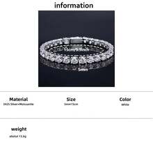 Ondia One 新款 2mm-5mm 100% 莫桑石网球手链 D 色 925 纯银镀白金钻石测试通过珠宝带有 GRA 证书适合女性的礼物。