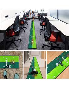 1pc Indoor Golf Putting Mat, Crystal Velvet Practice Carpet, Home Hitting Ball Pad, Easy To Clean Rug