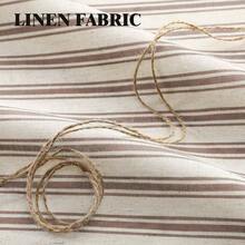 Farmhouse Shower Curtain With Ruffle Hem Linen Shower Curtains Bathroom Country Vintage Rustic Natural Fabric, - Brown Stripe 72 Inchx 72 Inch L - Sọc màu kem nâu + 72"W x 72"L - Xem 4