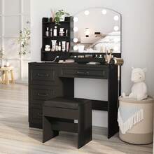 Multifunctional Dressing Table With Mirror, LED Lights And Drawers, 2 Colors
