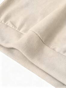 男士休闲纯色拉链领卫衣，适合春秋季穿着 - 杏色 - 查看 5