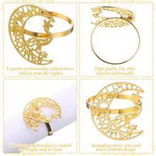 4pcs Gold Napkin Rings, Rhinestone Moon & Star Metal Napkin Holders, Eid Mubarak Napkin Rings, Napkin Clips, Eid Mubarak Table Decor, Muslim Theme Party
