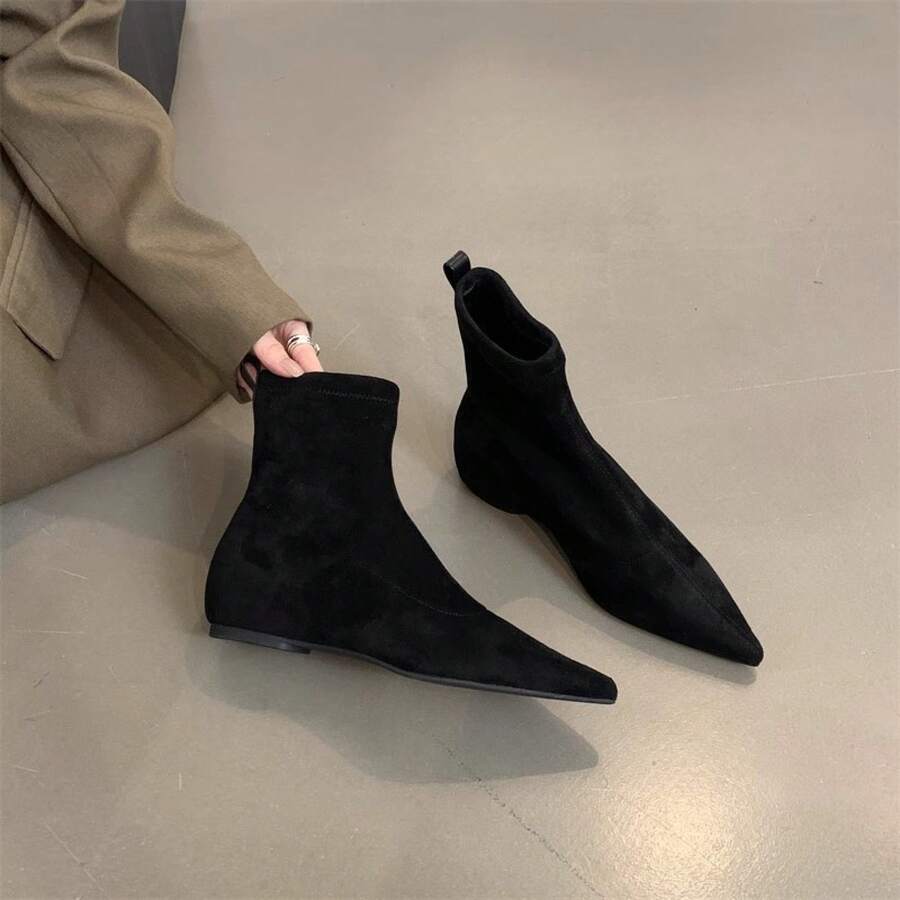 Women Ankle Boots & Booties - Black Fleece Lining - View 1