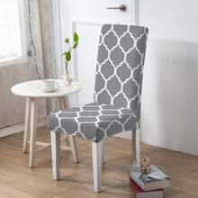 1/2/4/6pcs Waterproof Printed Chair Cover, Seat Protector Slipcover For Home Or Party, Suitable For All Seasons - Grayish White - View 9