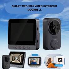 Cámara de timbre inteligente con pantalla de visualización, intercomunicador inalámbrico inteligente bidireccional para el hogar, monitoreo de video, se conecta al teléfono, diseño compacto y elegante, protección de para el hogar. Batería + carga USB, visión nocturna infrarroja, regalo de alto valor para las fiestas (requiere carga completa o conexión a la corriente para el primer uso) - Multicolor - Ver 4