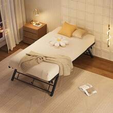 Cama nido plegable individual con estructura de láminas metálicas que ahorra espacio para sala de estar, dormitorio y habitación de invitados. - Negro - Ver 1