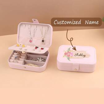 Scatola portagioie con motivo floreale, scatola portagioie personalizzabile con nome, regalo di compleanno, regalo per lei, scatola portagioie da viaggio, elegante regalo per la festa della mamma