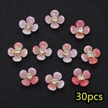4Amazonia 30pcs/Set Elegant Four Petal Flowers Beads Fashion Acrylic Cabochon Beads For Earring Hair Clip Jewelry Making DIY Garment Accessories HandCrafts Patch - Lucky Flowers - View 9