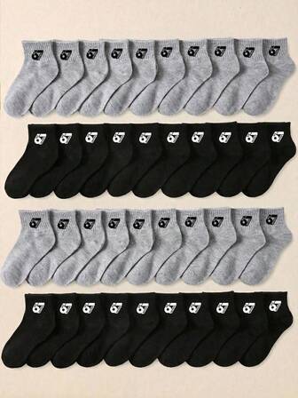 20 Pairs Random Colors Unisex "Six Seven" Number Print Crew Socks, Funny 67 Meme Graphic Athletic Socks, Casual Solid Color Black & Grey Hosiery For Teens, Students, Streetwear & Party Gifts