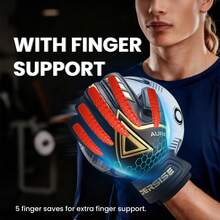 4mm High Sticky Latex Professional Goalkeeper Gloves, Anti-Slip Shock Absorbing, Suitable For Dry & Wet Conditions, Training & Match, Thick Palm Protection - Black - View 3
