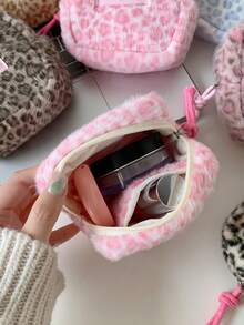 1个豹纹绗缝迷你化妆包/卫生巾收纳包/化妆品整理包，带拉链，可装口红、护肤品、硬币、钥匙、小物件。旅行必备/邮轮必备/宿舍必备，伴娘礼物/妈妈礼物/生日礼物/返校礼物/圣诞礼物/新年礼物。 - 彩色 - 查看 5