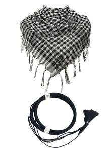 2件套儿童阿拉伯格子流苏头巾和阿拉伯绳，阿拉伯棉质战术围巾披肩，适合男孩和女孩，头围：54、55、56厘米 - 2PCS - 查看 13