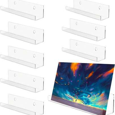 8/Piece Transparent Vinyl Record Wall Rack, Wall-Mounted Acrylic Vinyl Record Rack With Mounting Hardware, Nail Polish Storage Holder, Display Your Favorite LP Records