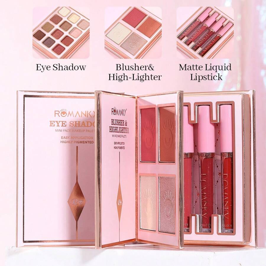 Pink 3-Tier Flip Page Makeup Book, All-In-One Cosmetic Set ,Compact Travel Friendly Beauty Organizer For Daily Use Gift