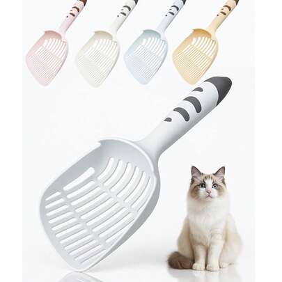 猫砂铲，猫砂铲，猫砂铲，卫生猫砂铲，宠物粪便收集器，猫砂筛，可爱手柄，带支架，适用于各种猫砂盆