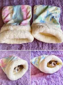 1pc Comfortable Cat Sleeping Bag, Warm Cat Sleeping Bag For Winter, Soft Plush Half-Enclosed Cat Sleeping Bag For Indoor Use - Multicolor - View 10