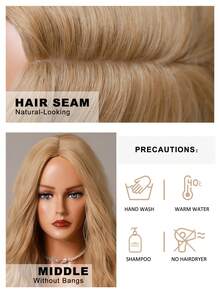 Long Wavy Curly Dusty Blonde Wigs For Women Synthetic Middle Part Without Bangs Wig, High Quality Heat-Resistant Fiber Costume Wig For Party Cosplay Wear, Masquerade Ball Wear, Music Festivals & Carnival Use 26 Inch - 金色 - 查看 6