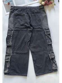 A Fashionable Men's Streetwear Denim Jeans - Dark Grey - View 8