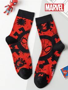 Marvel 两双舒适男士蜘蛛侠超级英雄袜子 - 柔软透气，中筒长度，弹力十足，吸湿排汗，时尚百搭 - 非常适合作为礼物、参加派对、日常穿着和休闲场合。蜘蛛侠 - 袜子，万圣节袜子 - 彩色 - 查看 13