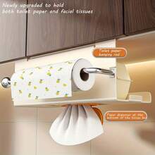 1个壁挂式纸巾架，无需钻孔，厨房/浴室纸巾架，多功能收纳架，节省空间的橱柜整理架，壁挂式铁艺收纳架，可放置毛巾、保鲜膜、湿巾等 - 适用于现代小型厨房的台面和橱柜，精致理想的礼物 | 圣诞礼物 | 圣诞产品 | 圣诞装饰 | 圣诞派对 | 情人节礼物 | 浴室收纳架 | 厨房收纳架 - 彩色 - 查看 1