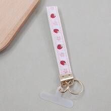 1个波西米亚风手工厚布刺绣钥匙扣，适用于 16/17 Pro Max手机挂绳、腕带、包包挂饰、钥匙链配件、印花织带钥匙圈、女士汽车钥匙链、女士包包吊坠钥匙扣、通用钥匙扣、女士时尚钥匙扣 - 手腕掛帶 - 查看 21