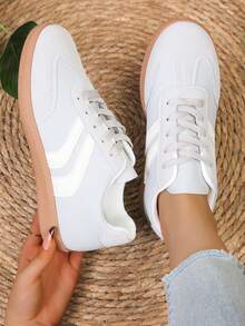 1 Pair Unisex Soft Sole Lightweight Casual Versatile Hook And Loop Fastening Sneakers, Convenient Slip-On, Suitable For All Seasons - Light Grey - View 3