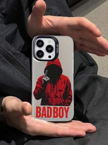 1pc Red Boy Pattern IMD Colorful Silver Phone Case Compatible With IPhone11, 11Pro, 11ProMax, 12, 12Pro, 12ProMax, 13, 13Pro, 13ProMax, 14, 14Pro, 14Plus, 14ProMax, 15, 15Pro, 15Plus, 16, 16Pro, 16ProMax, 16Plus, 17, 17Pro, 17Air, 17ProMax - Grey - View 3