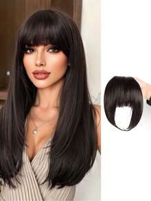 باروكة شعر اصطناعي سميكة ناعمة ذات خصلات مزدوجة للسيدات، مع دبابيس شعر ثلاثية، مشابك شعر، وأدوات تثبيت الشعر