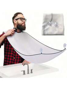 1件男士剃须披肩，防污吸盘式设计，优质防漏男士剃须围裙 - 可调节理发师级胡须罩，方便精准修剪胡须，时尚精致设计 - 彩色 - 查看 5