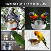 Small Animal Parrot Feeder Cup, Bird Feeding Dish With Detachable Stainless Steel Drinking & Feeding Bowl And Clip Bracket - Multicolor - View 6