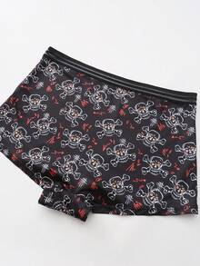 Dircho 5条装女士日常平角内裤 & 柔软舒适内裤 & 骷髅心形蘑菇猫图案三角裤 & 弹性腰带贴身内衣 - 彩色 - 查看 10