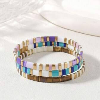 1 st retro bohemisk stil, svart och vitt guld TILA pärlarmband, exklusivt enkelt elastiskt TL-armband, stapelbart TL-armband, färgblockerat TL-pärlarmband, pararmband, armband för kvinnor, trendigt dagligt matchande/lätt lyxgåva föredras, födelsedagspresent, familjepresent, parpresent, present till kvinnor, bästa presenten