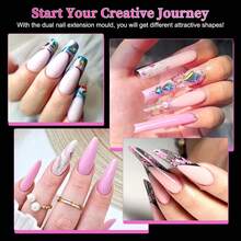 48pcs Dual Forms Tips 12 Shapes 12sizes Nail Mold For Poly UV Quick Building Gel Full Cover Tips Nail Extension Forms Manicure Tools - Clear - View 11