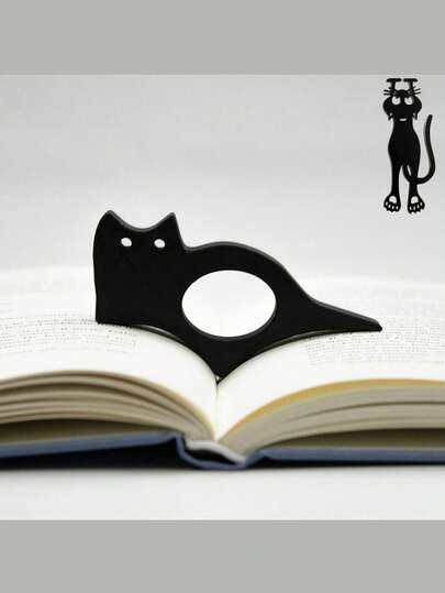 1pc Cartoon Animal Bookmark, Thumb Book Page Clip, White Cat Bookend, Learning Supplies, Kitty Bookstand, Black Cat Book Holder, One-Handed Reading Bookmark, Reading Accessories, Portable Thumb Book Support, Gift For Book Lovers, Suitable For Birthday, Party, Graduation And Back To School