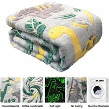 Dinosaur Fleece Blanket 40x60in Glow In The Dark Soft Throw Blanket For Boys/ Birthday Gifts - Dinosaur3 - View 6