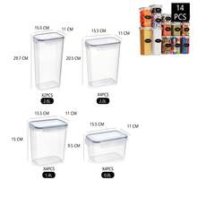 Multi-Piece Set Airtight Plastic Sealed Storage Jars, Visible Anti-Moisture Anti-Leakage Kitchen Dry Goods Food Storage Containers, Large Capacity Oatmeal Nuts Pasta Organizing Jars With Labels - Transparent - View 9