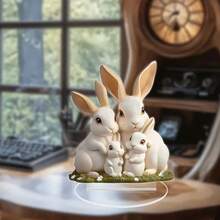 Transboundary Cartoon Rabbit Family Of 4 Warm Easter Desktop Decor, Living Room Bedroom Atmosphere Decoration Gift - Multicolor - View 4