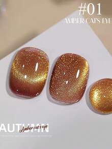 MISS SHAKA 10ml Conjunto de Esmalte de Unha Gel Olho de Gato Âmbar Dourado Marrom em Vidro, Suprimentos de Arte de Unha Exclusivos de Salão de Beleza Branqueadores de Pedra de Cristal Dourada Olho de Gato Marrom, Unhas de Natal