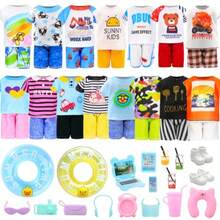 zxr Miunana 36 PCS Chelsea Muñeca de niño Ropa y Accesorios Incluye 20 PCS Blusas y Pantalones Largos 14 PCS Muebles de la casa de muñecas 2 Pares de Zapatos para muñecas para 13 CM Muñeca de niño121 - como en la foto - Ver 4